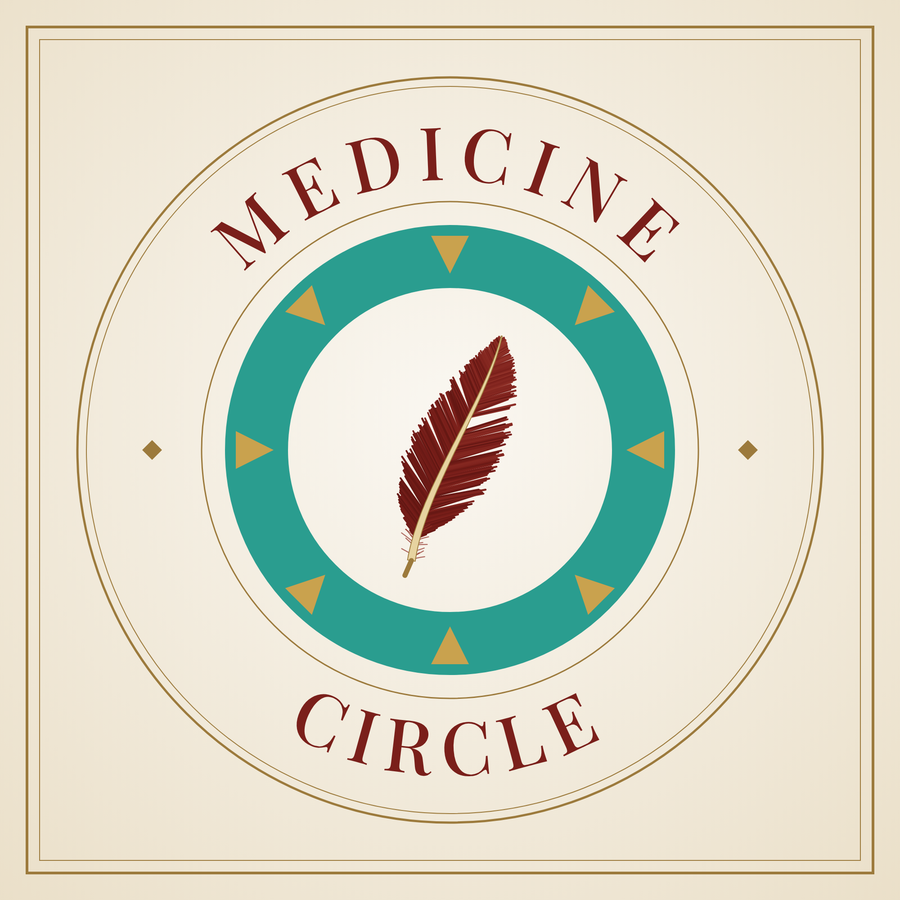 Medicine Circle Logo with Feather inside